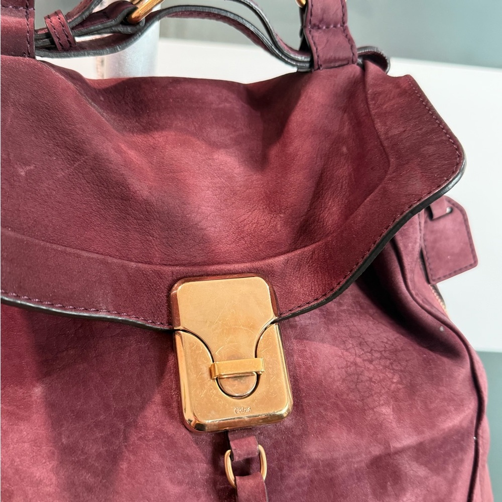 Chloe Burgundy Paraty suede Shoulder Bag - Picture 6 of 11